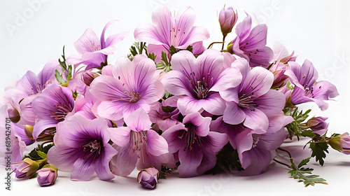 Purple campanula flowers in a floral arrangement isolated on background photo