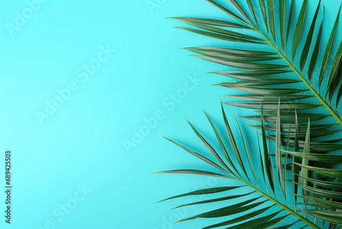 Sago Palm tropical leaves on butter yellow color background minimal summer