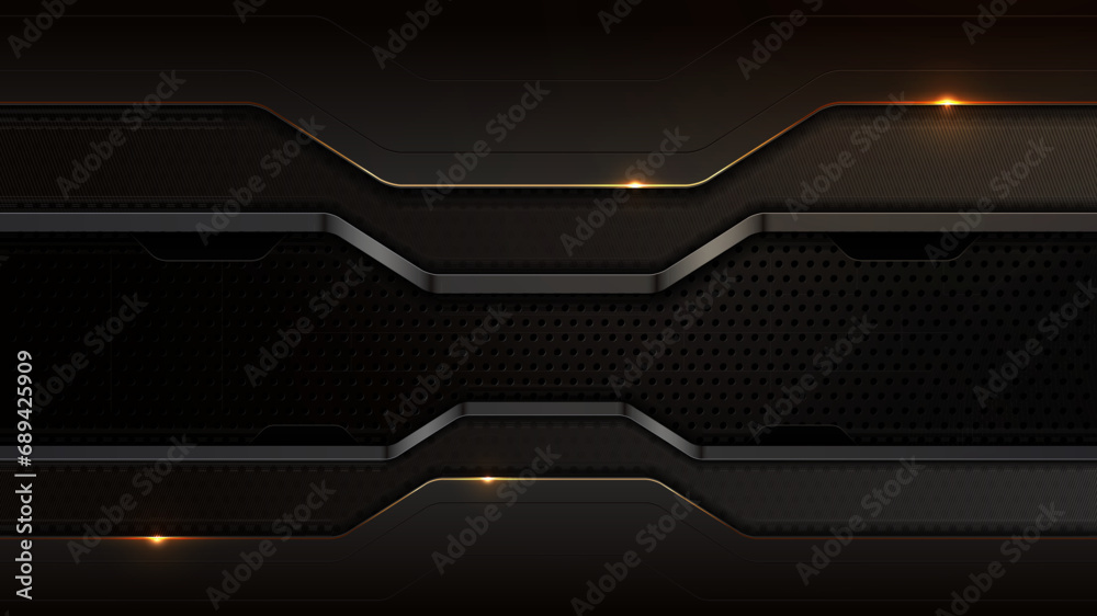 Elegant Black and Gold Technology Background with Metal Dots, Luxury Abstract Digital Design for Apps, Game Websites, and Banners, Dynamic Shimmering Golden Light Elegant Black and Gold Technology Background with Metal Dots, Luxury Abstract Digital Design for Apps, Game Websites, and Banners, Dynamic Shimmering Golden Light