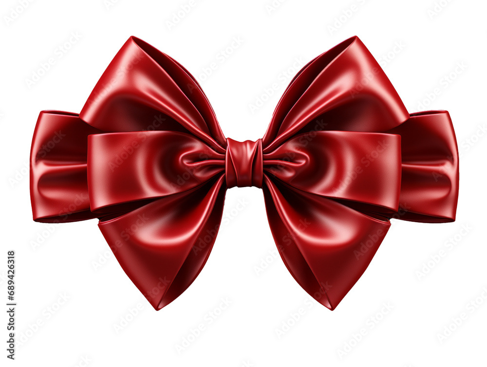 A red bow isolated with transparent background. Generative AI. 