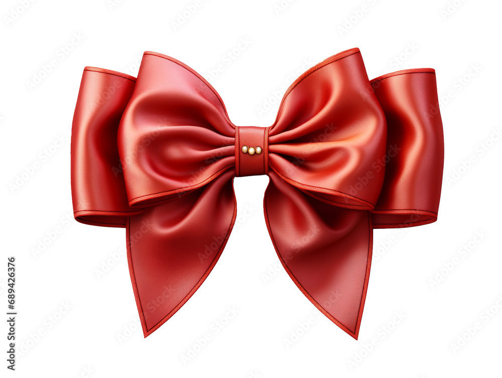 A red bow isolated with transparent background. Generative AI. A red bow isolated with transparent background. Generative AI.