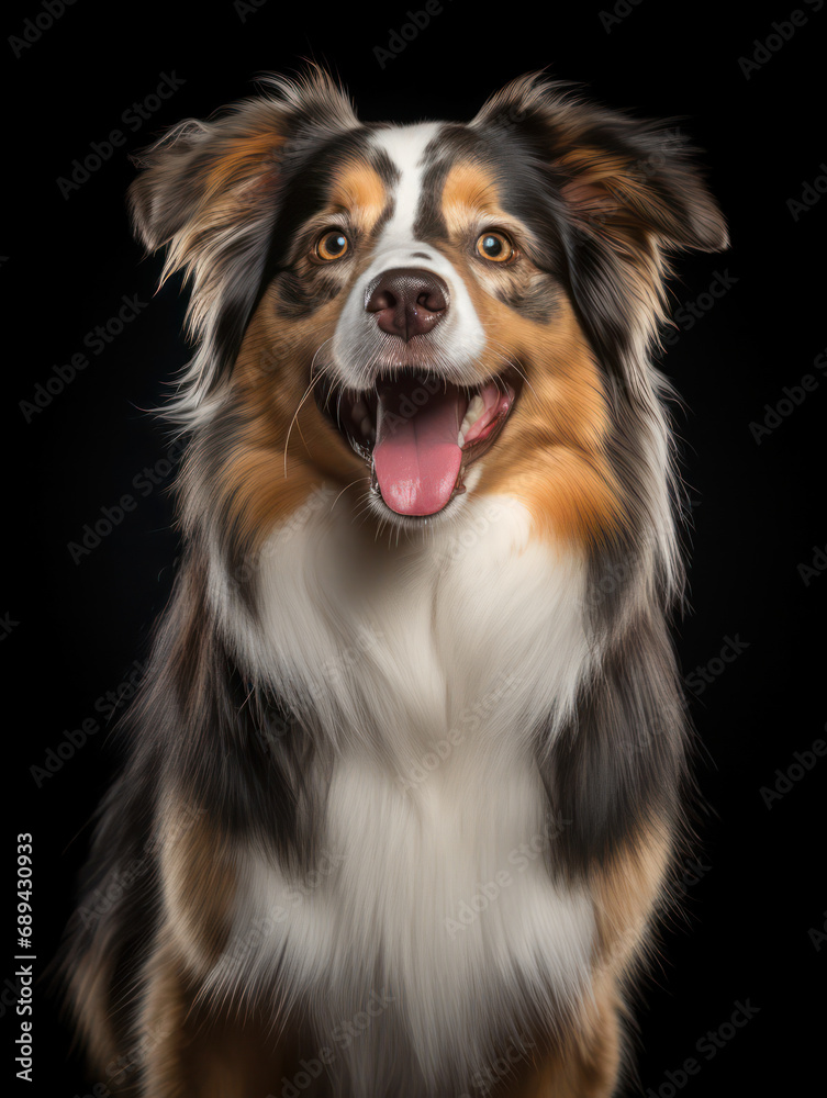 Australian Shepherd Dog Studio Shot Isolated on Clear Background, Generative AI