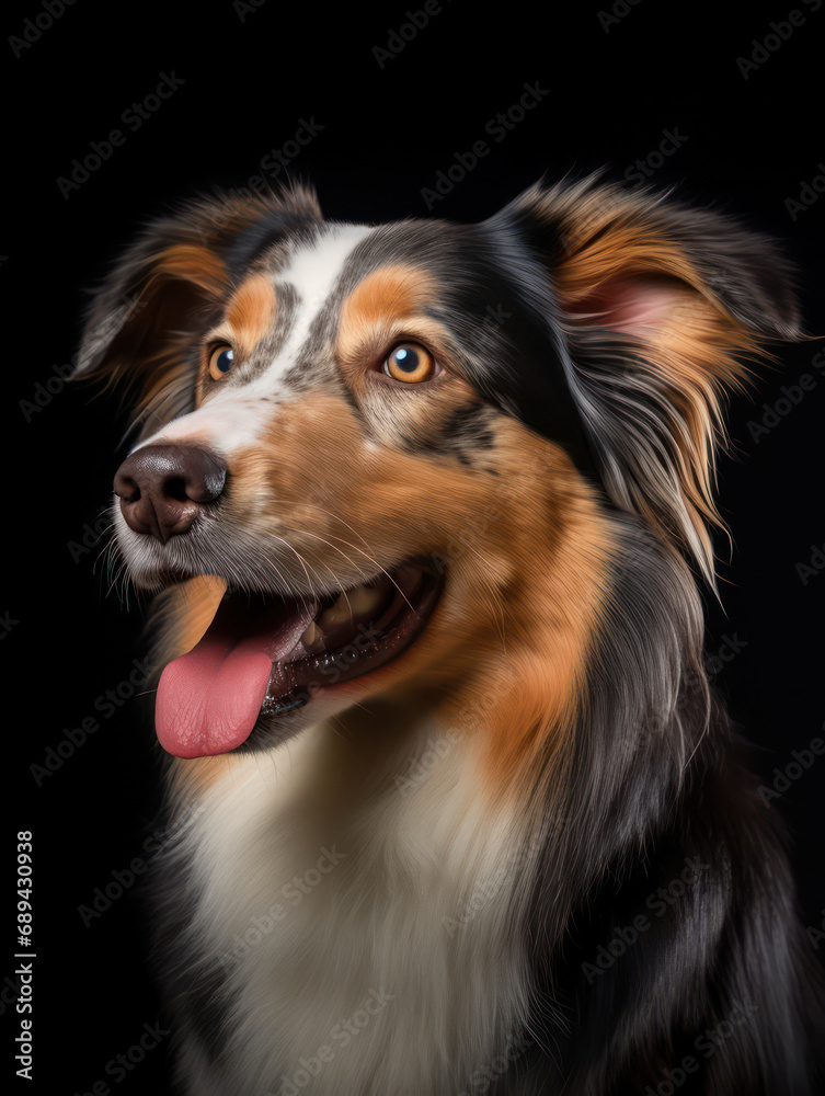 Australian Shepherd Dog Studio Shot Isolated on Clear Background, Generative AI