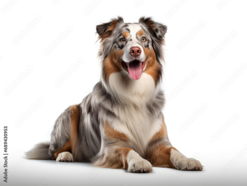 Australian Shepherd Dog Studio Shot Isolated on Clear Background, Generative AI