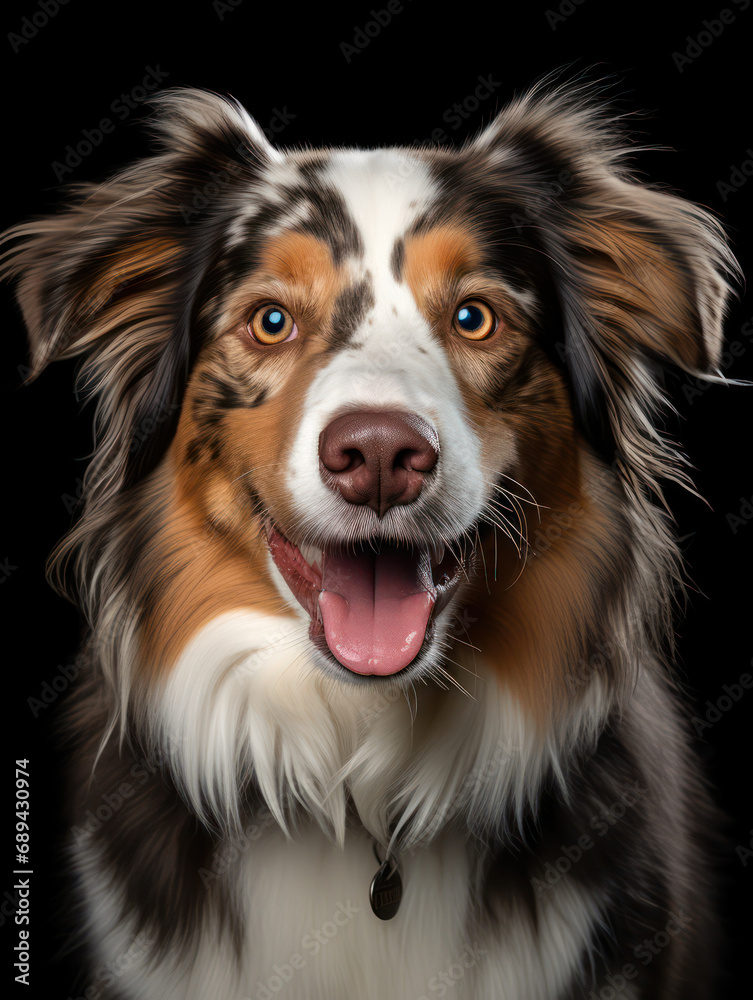 Australian Shepherd Dog Studio Shot Isolated on Clear Background, Generative AI