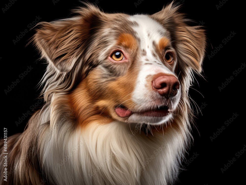 Australian Shepherd Dog Studio Shot Isolated on Clear Background, Generative AI
