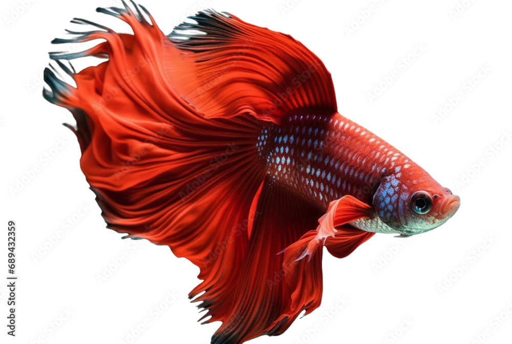 beautiful colorful red betta fish isolated transparent background. generative ai beautiful colorful red betta fish isolated transparent background. generative ai