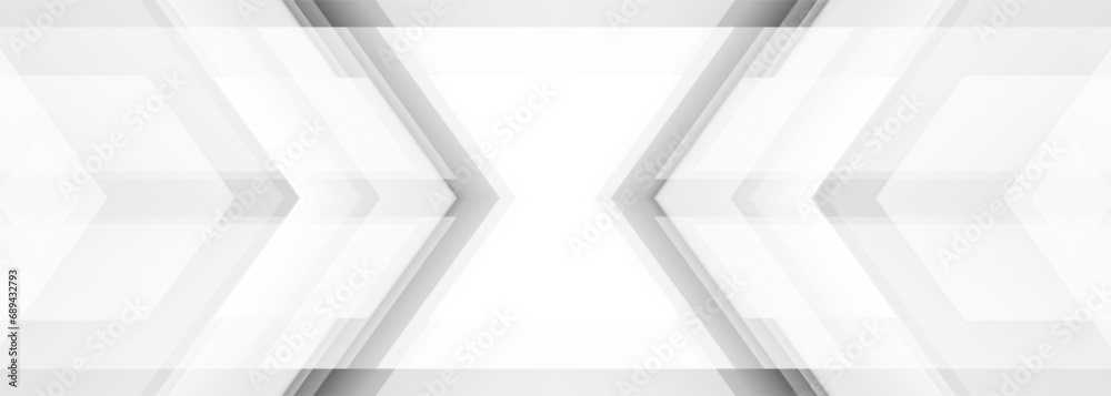 Abstract white and grey arrows futuristic technology background concept high-speed movement. Dynamic motion hi tech digital arrows and stripes. Vector illustration