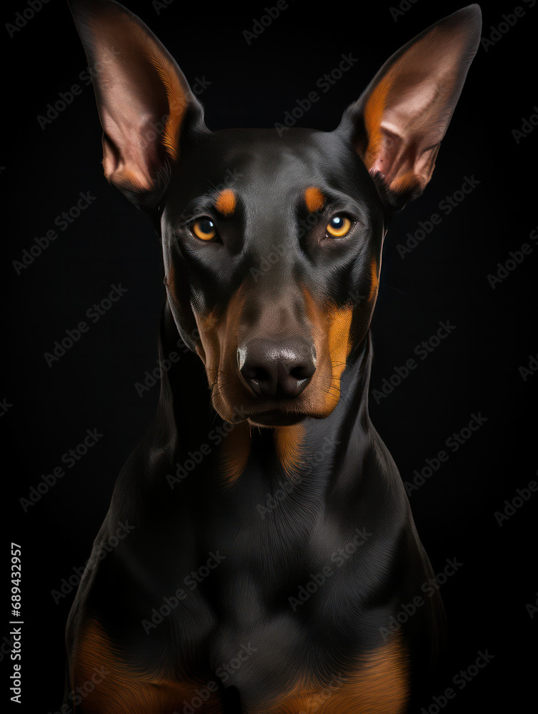 Dobermann Dog Studio Shot Isolated on Clear Background, Generative AI