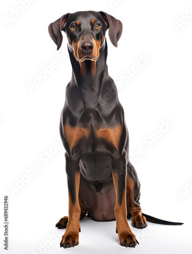 Dobermann Dog Studio Shot Isolated on Clear Background  Generative AI