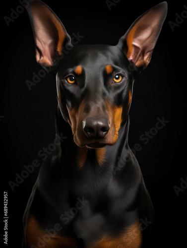 Dobermann Dog Studio Shot Isolated on Clear Background, Generative AI