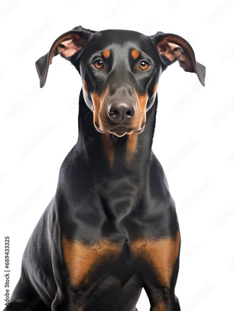 Dobermann Dog Studio Shot Isolated on Clear Background, Generative AI