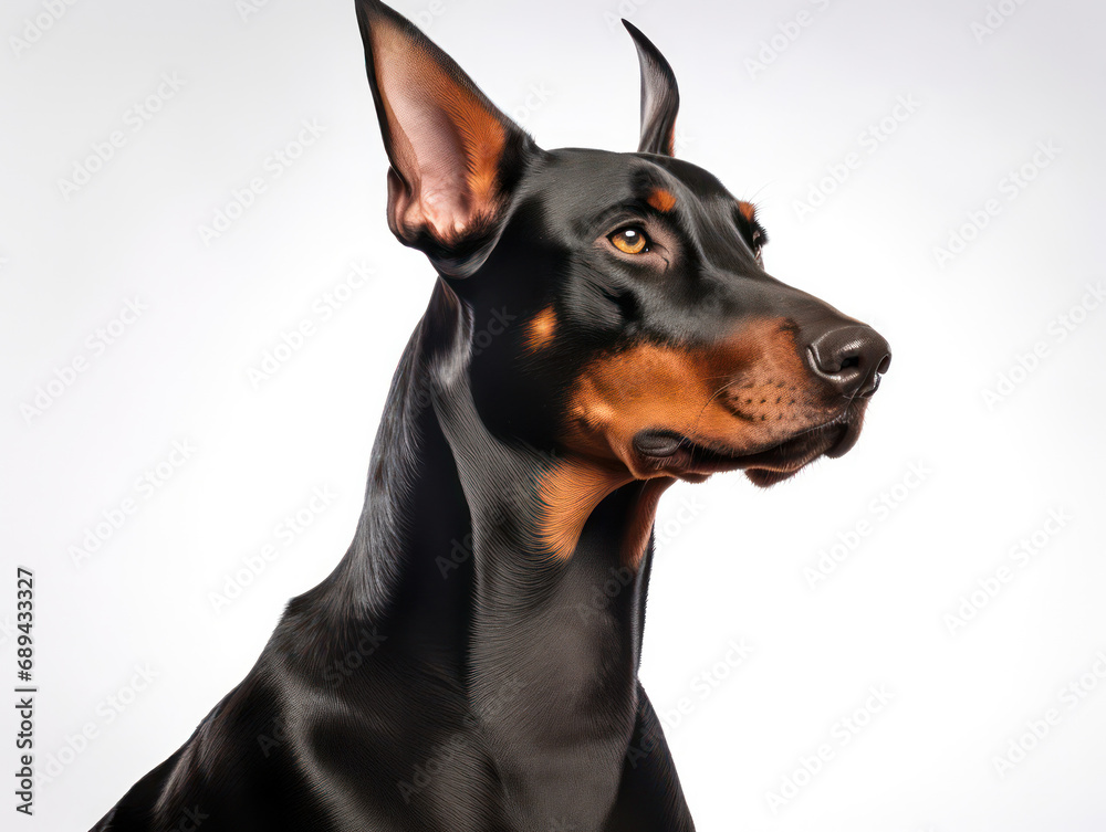 Dobermann Dog Studio Shot Isolated on Clear Background, Generative AI Dobermann Dog Studio Shot Isolated on Clear Background, Generative AI