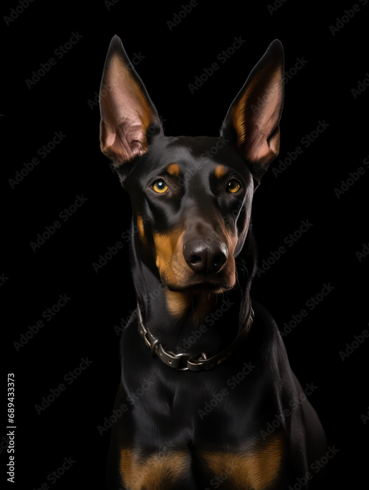 Dobermann Dog Studio Shot Isolated on Clear Background, Generative AI Dobermann Dog Studio Shot Isolated on Clear Background, Generative AI