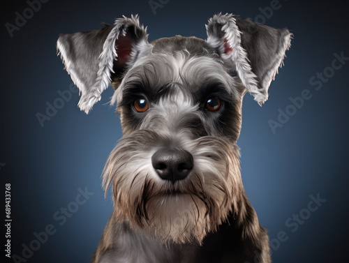 Miniature Schnauzer Dog Studio Shot Isolated on Clear Background, Generative AI