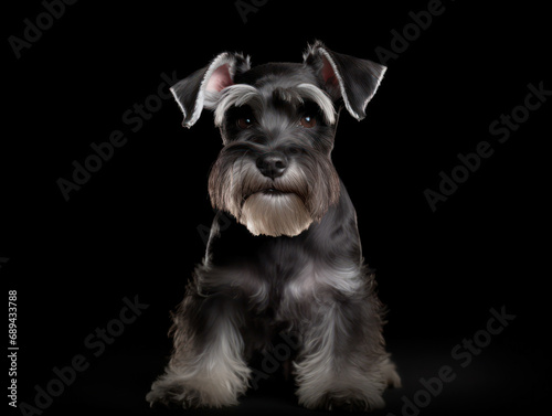 Miniature Schnauzer Dog Studio Shot Isolated on Clear Background, Generative AI