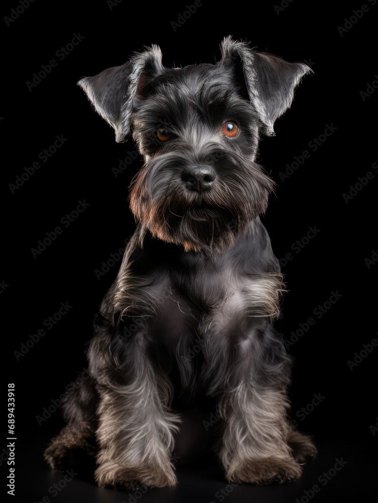 Miniature Schnauzer Dog Studio Shot Isolated on Clear Background, Generative AI Miniature Schnauzer Dog Studio Shot Isolated on Clear Background, Generative AI
