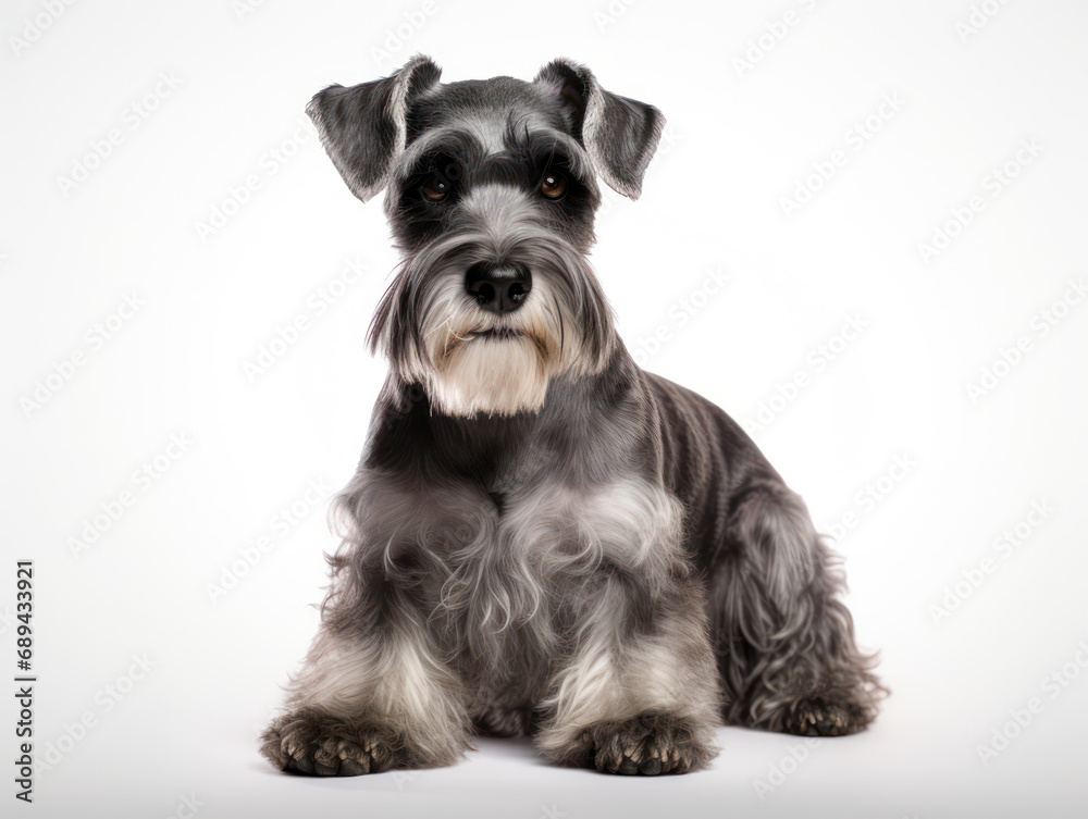 Miniature Schnauzer Dog Studio Shot Isolated on Clear Background, Generative AI