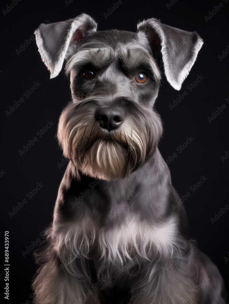 Miniature Schnauzer Dog Studio Shot Isolated on Clear Background, Generative AI