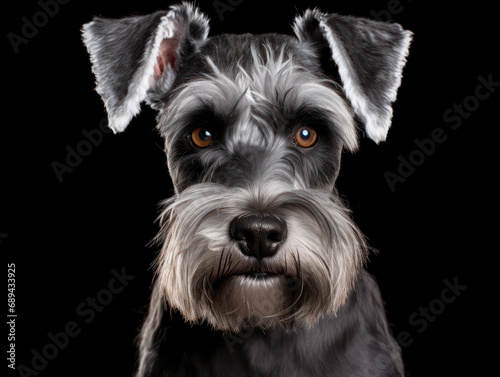 Miniature Schnauzer Dog Studio Shot Isolated on Clear Background, Generative AI