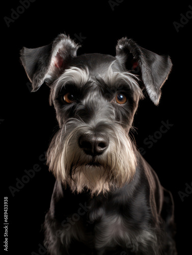 Miniature Schnauzer Dog Studio Shot Isolated on Clear Background, Generative AI