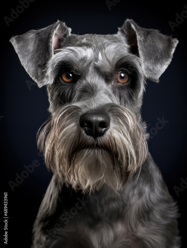 Miniature Schnauzer Dog Studio Shot Isolated on Clear Background, Generative AI