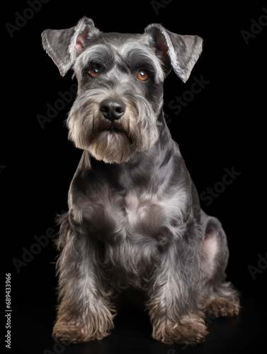 Miniature Schnauzer Dog Studio Shot Isolated on Clear Background, Generative AI