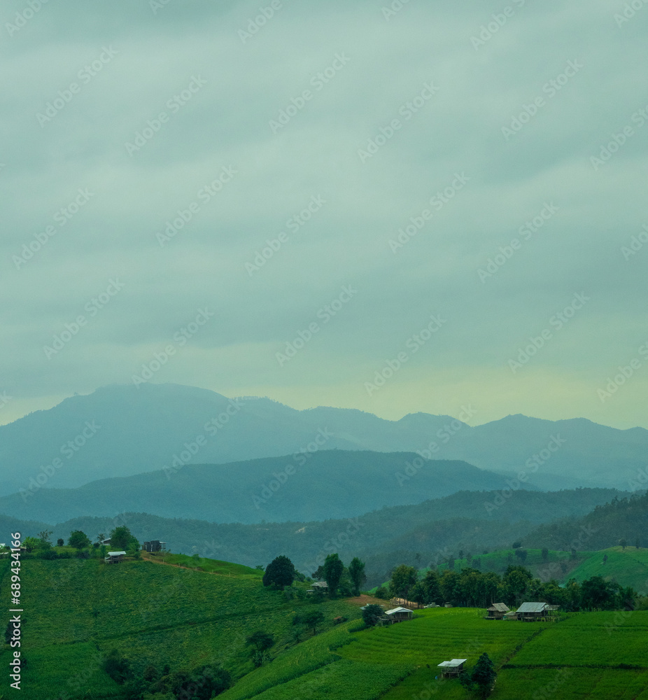 landscape view vertical beautiful scenery looking fog green tree forest Mountain hill natural blue sky cloud horizontal distant countryside thailand asia travel holiday wind relax dawn time landscape view vertical beautiful scenery looking fog green tree forest Mountain hill natural blue sky cloud horizontal distant countryside thailand asia travel holiday wind relax dawn time