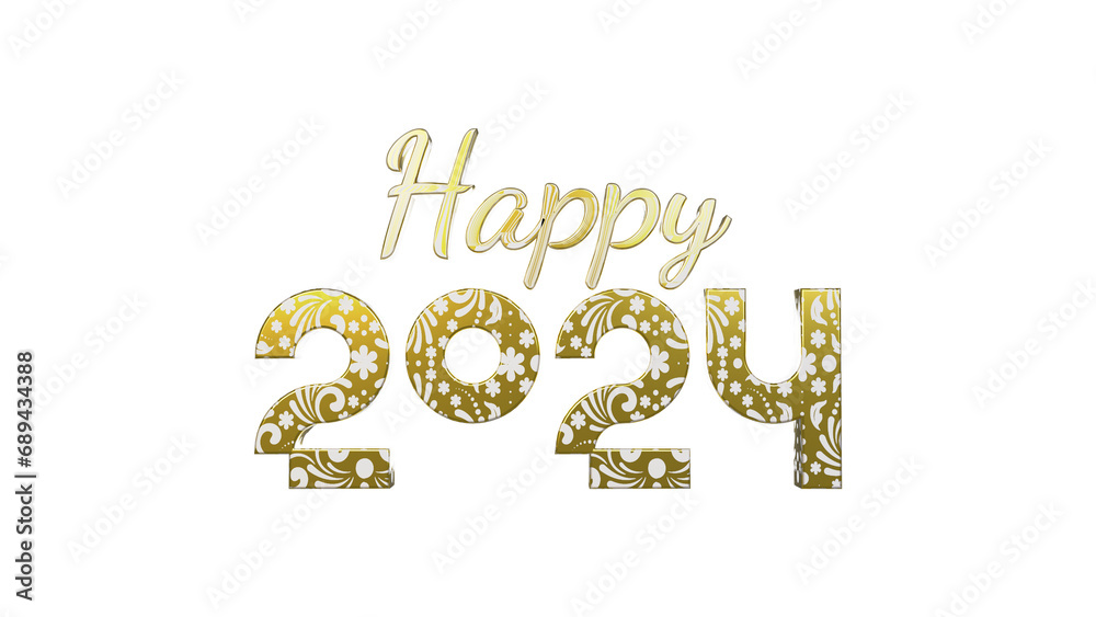 HAPPY 2024 3D TEXT WITH BOKEH BACKGROUND
