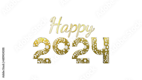 HAPPY 2024 3D TEXT WITH BOKEH BACKGROUND