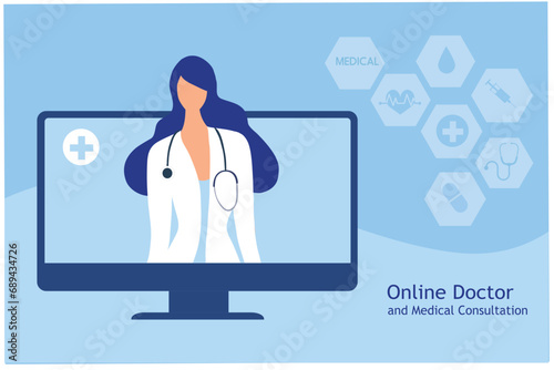 Online doctor and medical consultation concept. Patient using online consultation with doctor service Online medical service and telemedicine concept