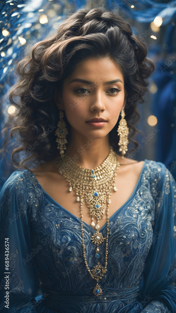 Humanity etched in the stars! A woman's traditional dress transforms