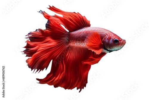 beautiful colorful red betta fish isolated transparent background. generative ai
