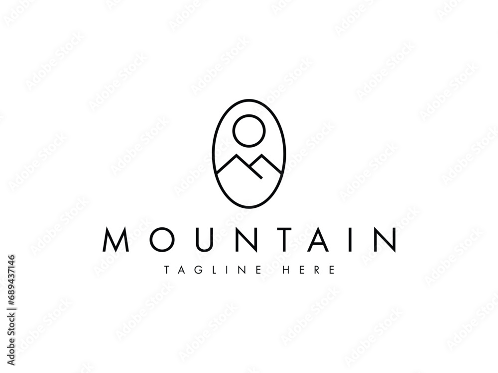 minimal mountain line logo design - obrazy, fototapety, plakaty 