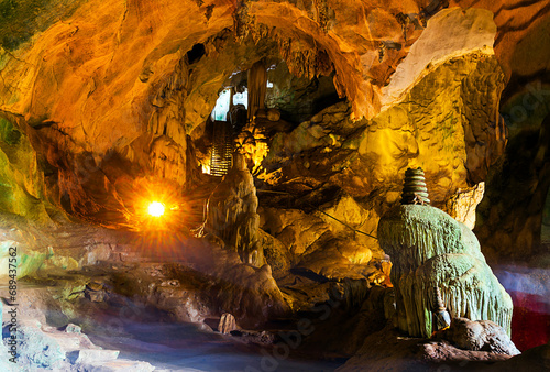 Cave of Wat Suwan Khuha temple in Phang-nga Thailand