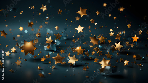 Scattered golden stars on white background