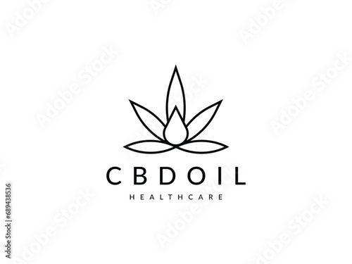 CBD oil cannabis line logo design