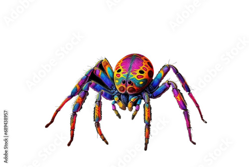 beautiful colorful spider isolated transparent background. generative ai
