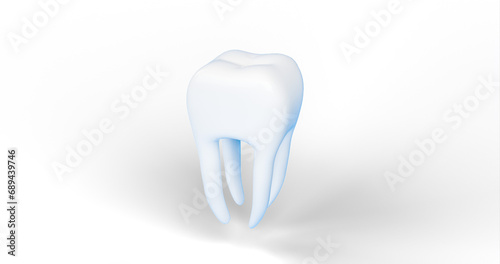 Fototapeta Naklejka Na Ścianę i Meble -  3D tooth on blue background