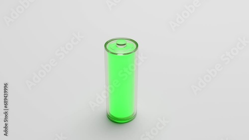 3D render 4K animation. Battery charge and discharge.