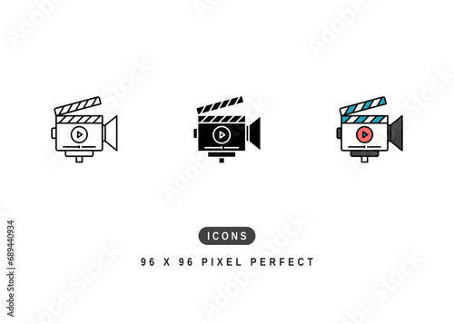 Production Icon. Film Post Making Creation Pictogram Graphic Illustration. Isolated Simple Line Icon For Infographic, App and Web Button.