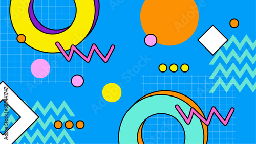 Colorful colourful vector retro nostalgic 90's background Retro trendy groovy background design in 1970s Hippie style. Vector illustration
