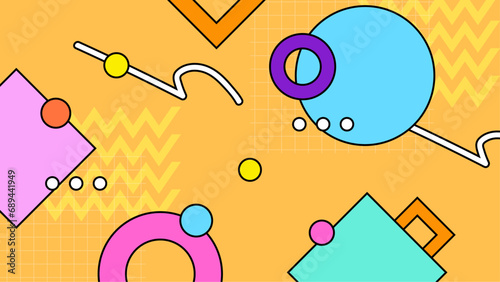 Colorful colourful vector 90s 80s memphis nostalgic retro background Retro trendy groovy background design in 1970s Hippie style. Vector illustration
