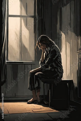 Sad women sitting on the bench