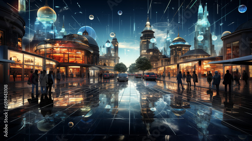 Cybernetic Dreamscape: A Fusion of Digital and Urban Realms