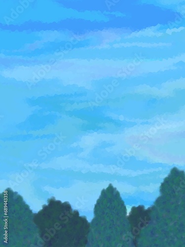 明け方の森の背景童画イラスト