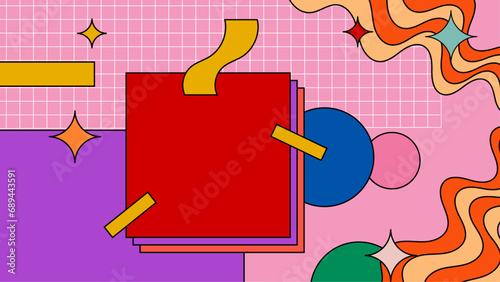 Colorful colourful vector retro nostalgic 90's background Retro groovy hippy trippy 70s vintage funky 1970s cartoon background