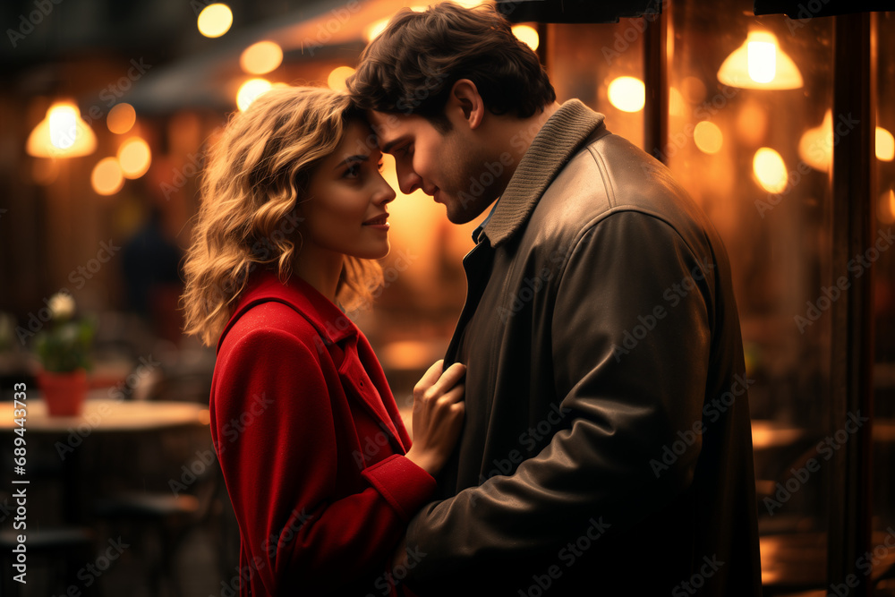 Couple in Love on a Romantic Date through the Streets of a City, Creating Beautiful Memories Together Couple in Love on a Romantic Date through the Streets of a City, Creating Beautiful Memories Together