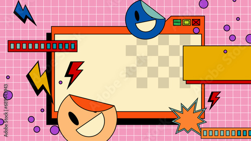 Colorful colourful vector retro nostalgic 90's background Retro groovy hippy trippy 70s vintage funky 1970s cartoon background