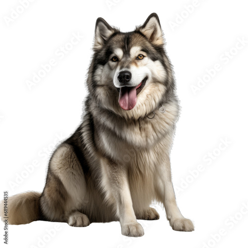 Alaskan Malamute dog on transparent background.